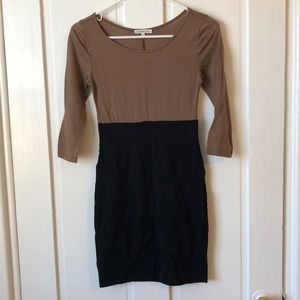 Charlotte Russe Midi dress. Black & brown long sleeve. Size small